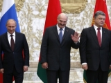 Ukrainas prezidents Porošenko tiekoties ar Baltkrievijas prezidentu Lukašenko citē Bībeli